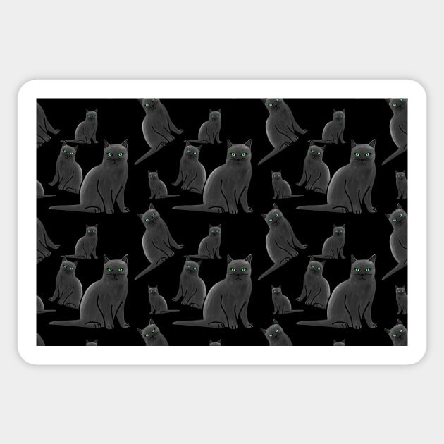 Russian Blue Cat Sticker by Kelly Louise Art